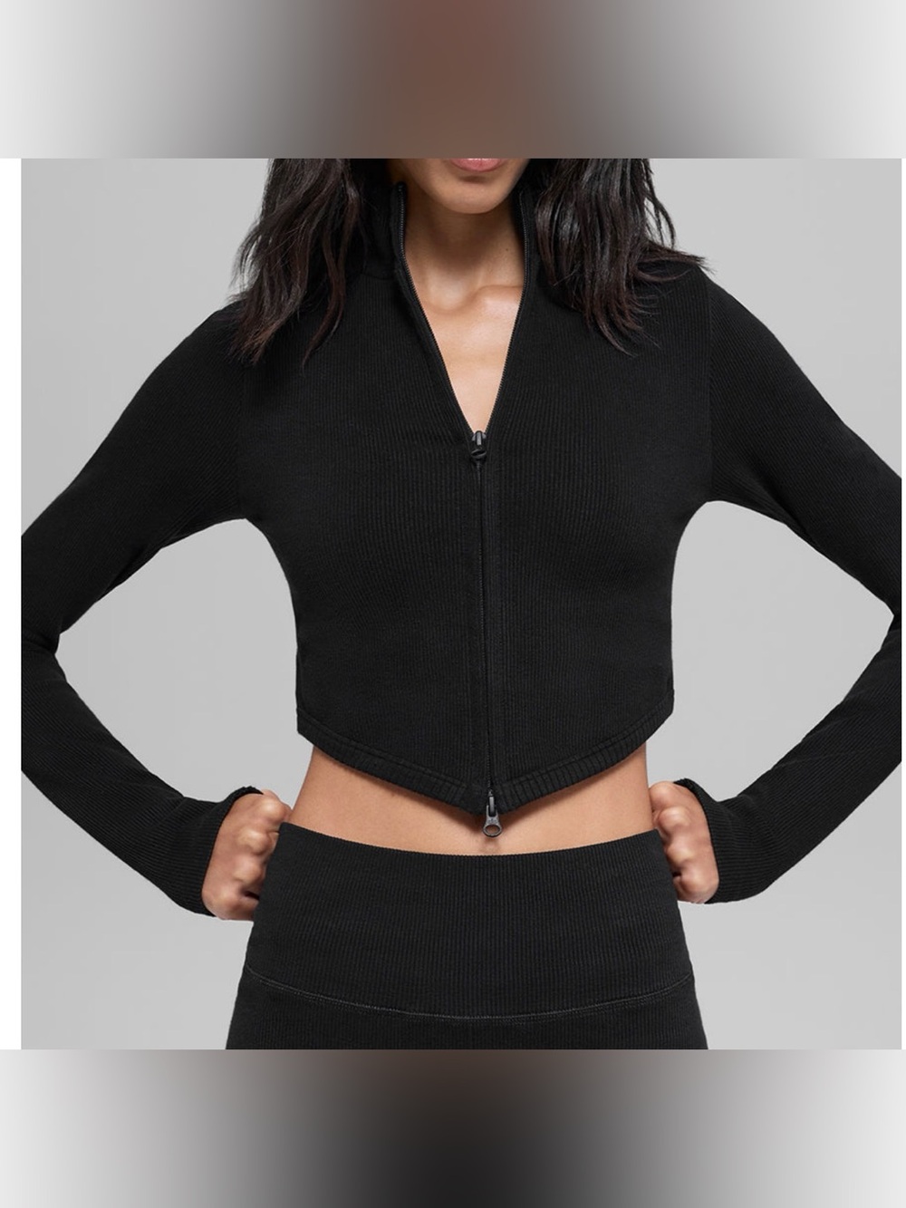 ALO Ribbed Black Jacket Size Large